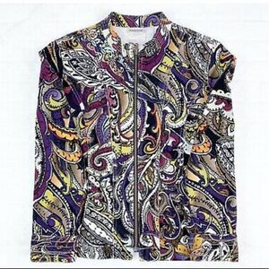 Chico’s Corduroy Paisley Zip Front Jacket Sz 3(12)